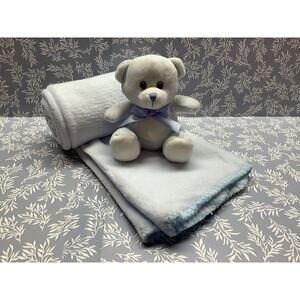 Blue Stuffed Bear w/ Fleece Blanket - Burton & Burton